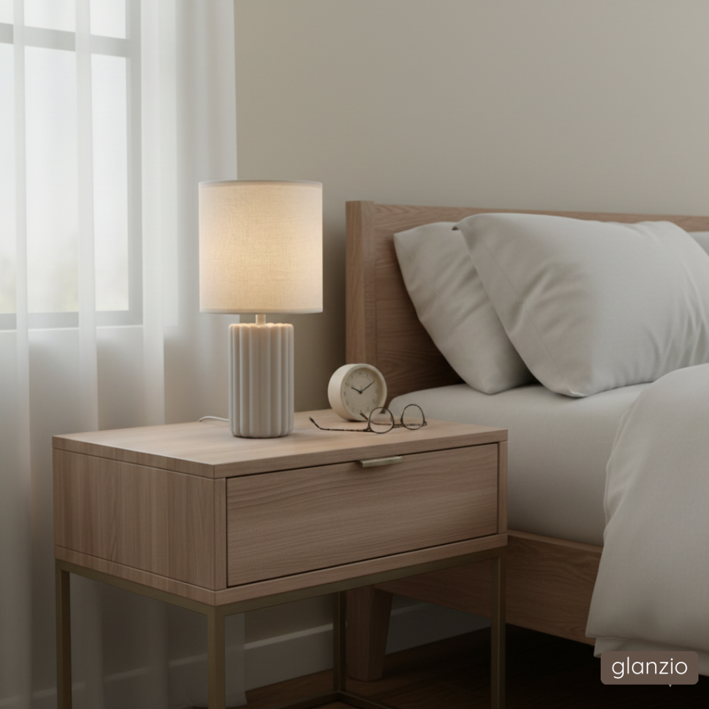 Glanzio Table Lamp with Marble Base | Luxury Ambient Bedside & Living Room Lamp