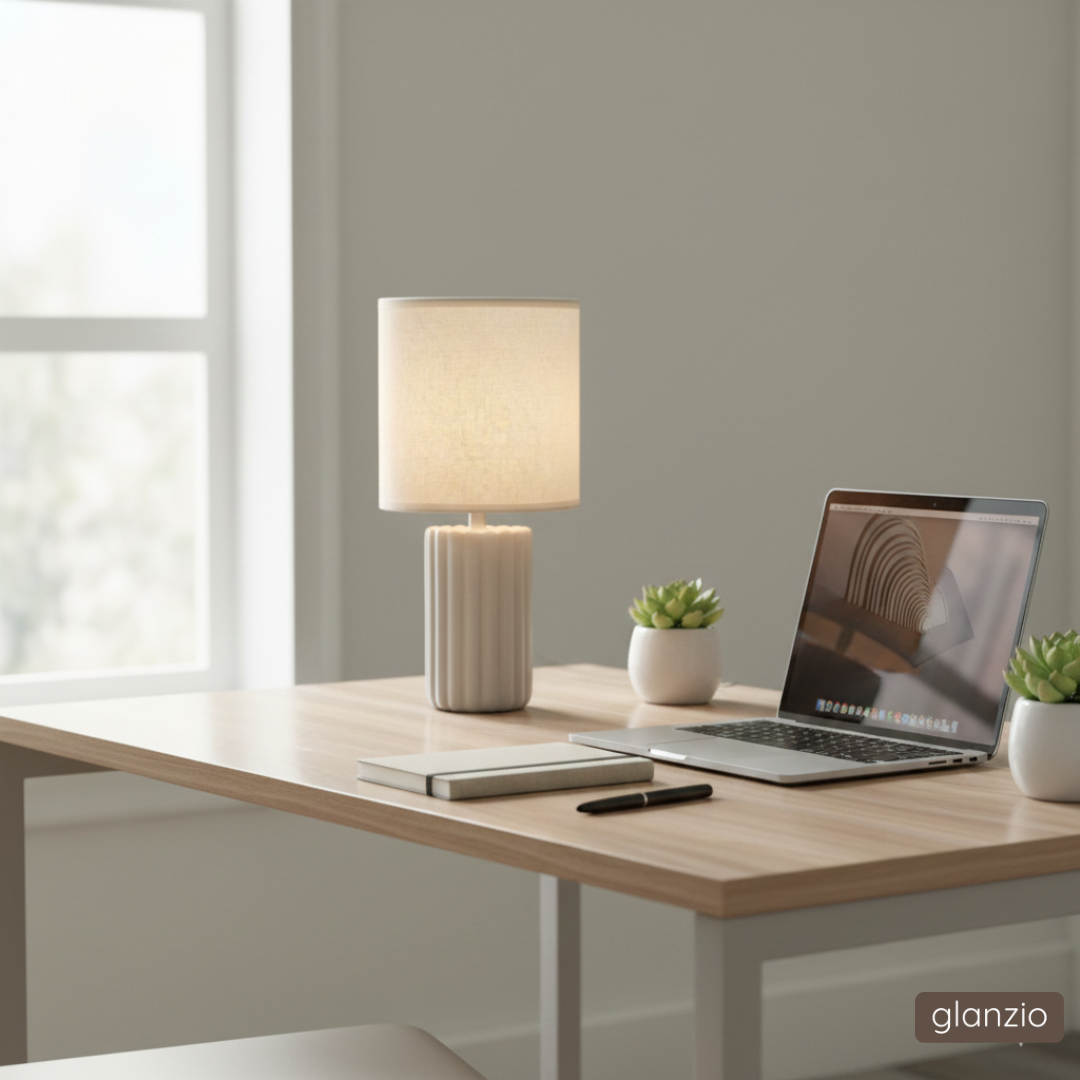 Glanzio Table Lamp with Marble Base | Luxury Ambient Bedside & Living Room Lamp