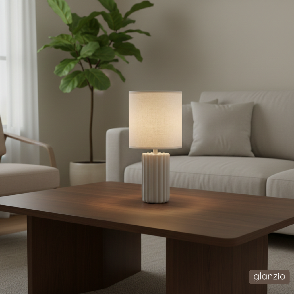 Glanzio Table Lamp with Marble Base | Luxury Ambient Bedside & Living Room Lamp