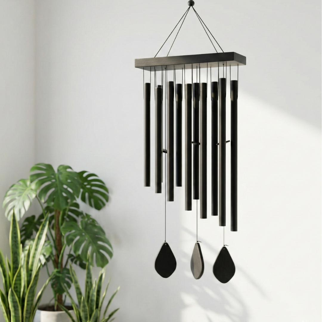 Premium Black Metal Wind Chime for Garden & Balcony – Soothing Outdoor Hanging Decor