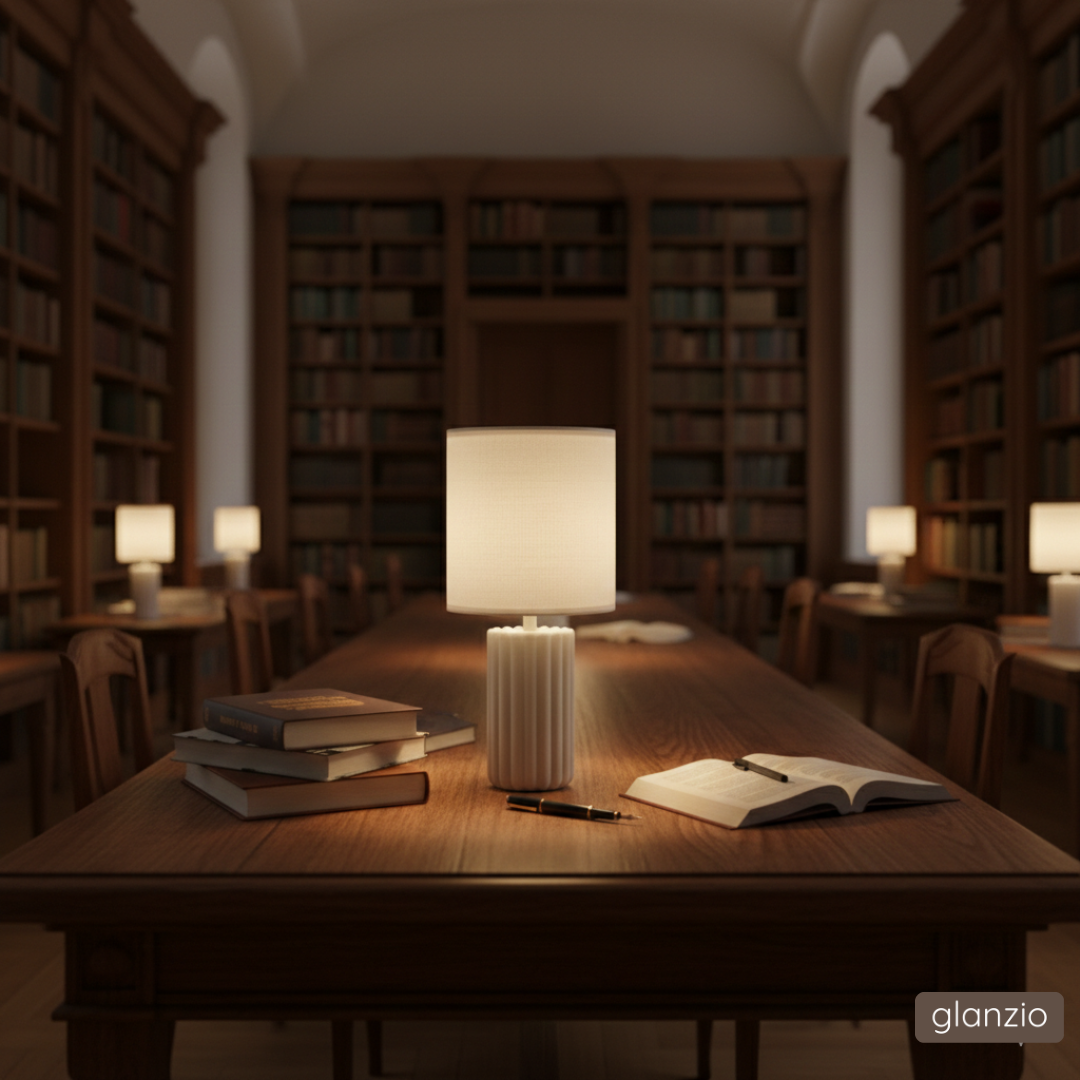 Glanzio Table Lamp with Marble Base | Luxury Ambient Bedside & Living Room Lamp