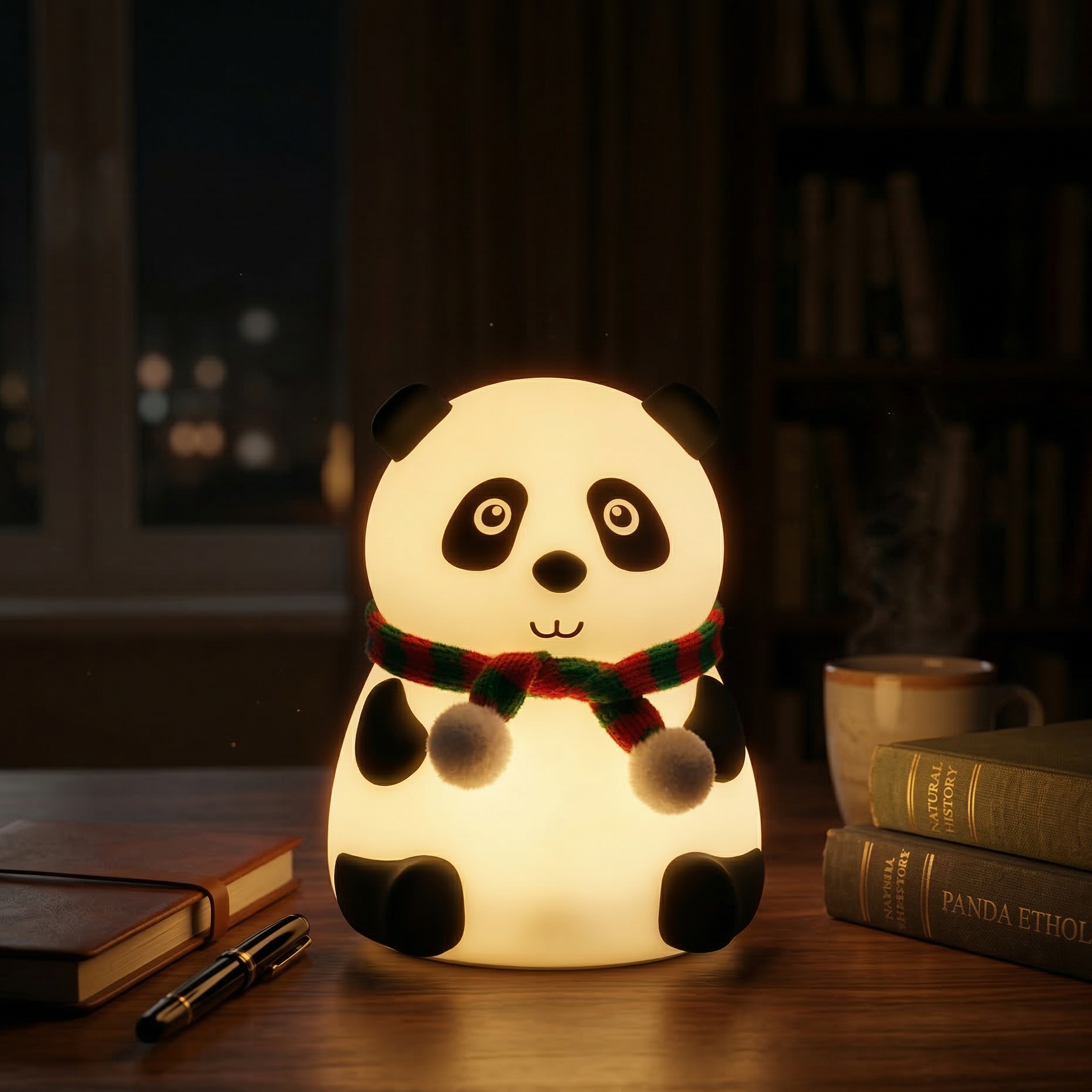 Cute Panda LED Night Lamp: Tap Control 8 Color Changing Bedside Light