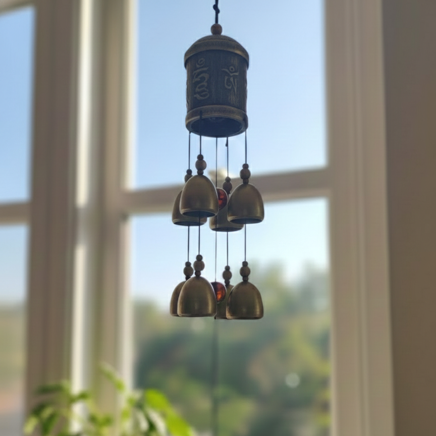 Window Hanging Blessing Bell: Spiritual Metal Wind Chime for Positive Energy, Healing Vibes, Protection & Good Luck