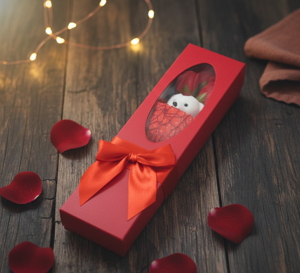 Rosy Embrace Teddy Bouquet by The Glanzio | Luxury Rose & Bear Gift Box