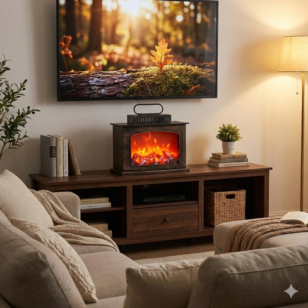 The Glanzio Cozy LED Electric Fireplace Lantern