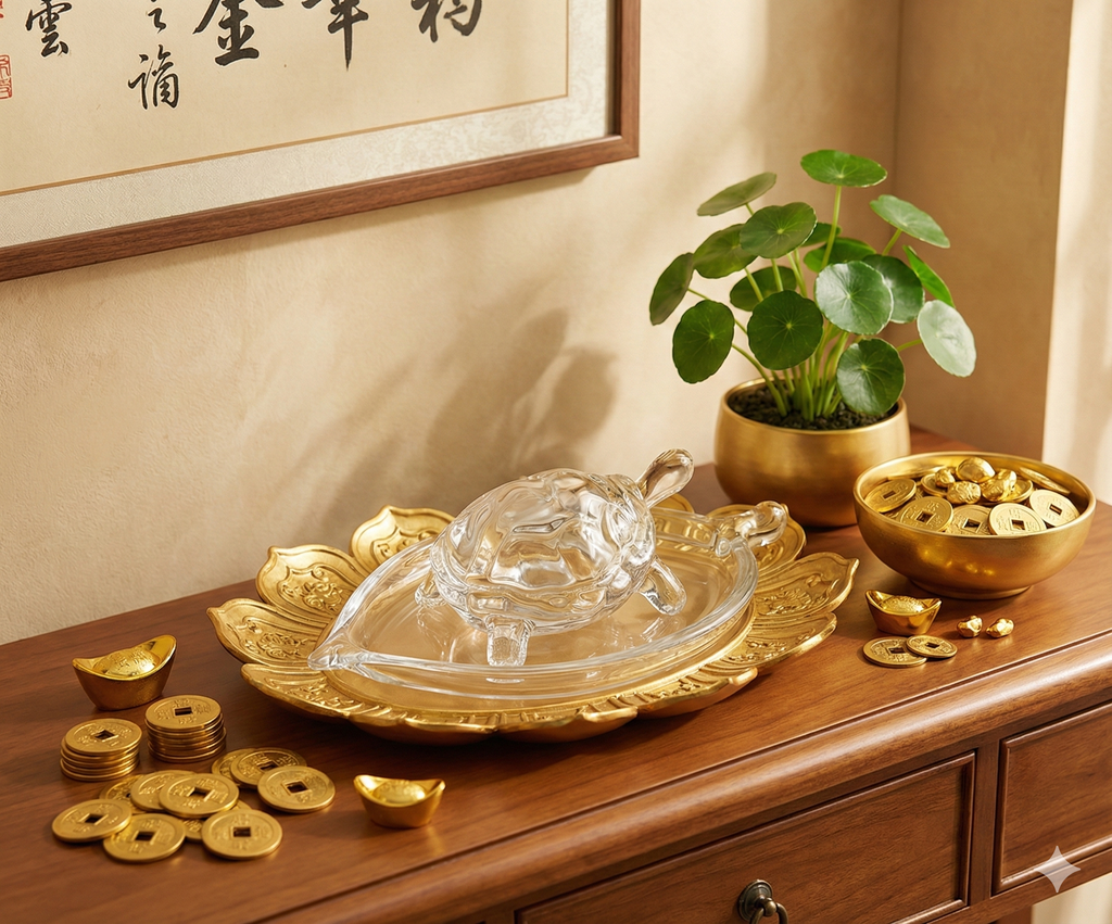 Crystal Glass Turtle for Wealth - Vastu & Zodiac Luck Decor for Home