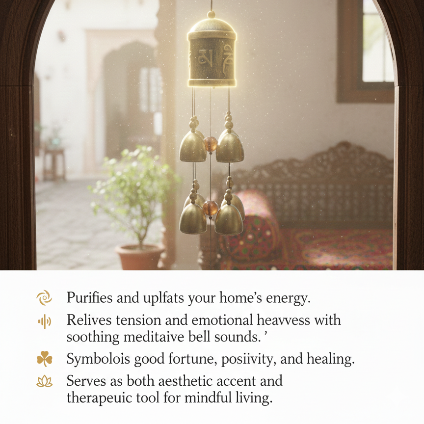 Window Hanging Blessing Bell: Spiritual Metal Wind Chime for Positive Energy, Healing Vibes, Protection & Good Luck