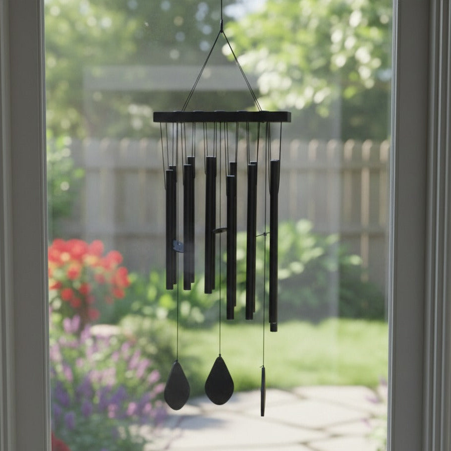 Premium Black Metal Wind Chime for Garden & Balcony – Soothing Outdoor Hanging Decor