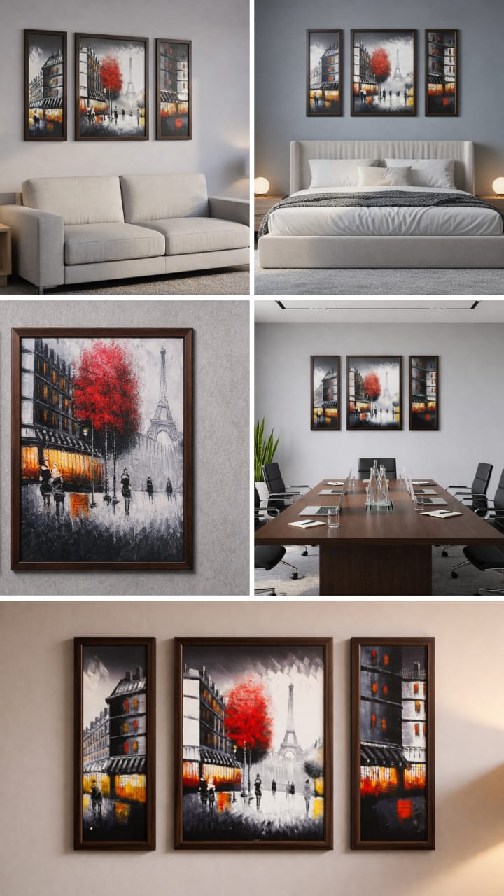 Midnight in Paris: The Signature Series – 3 Panel Luxury Wall Art