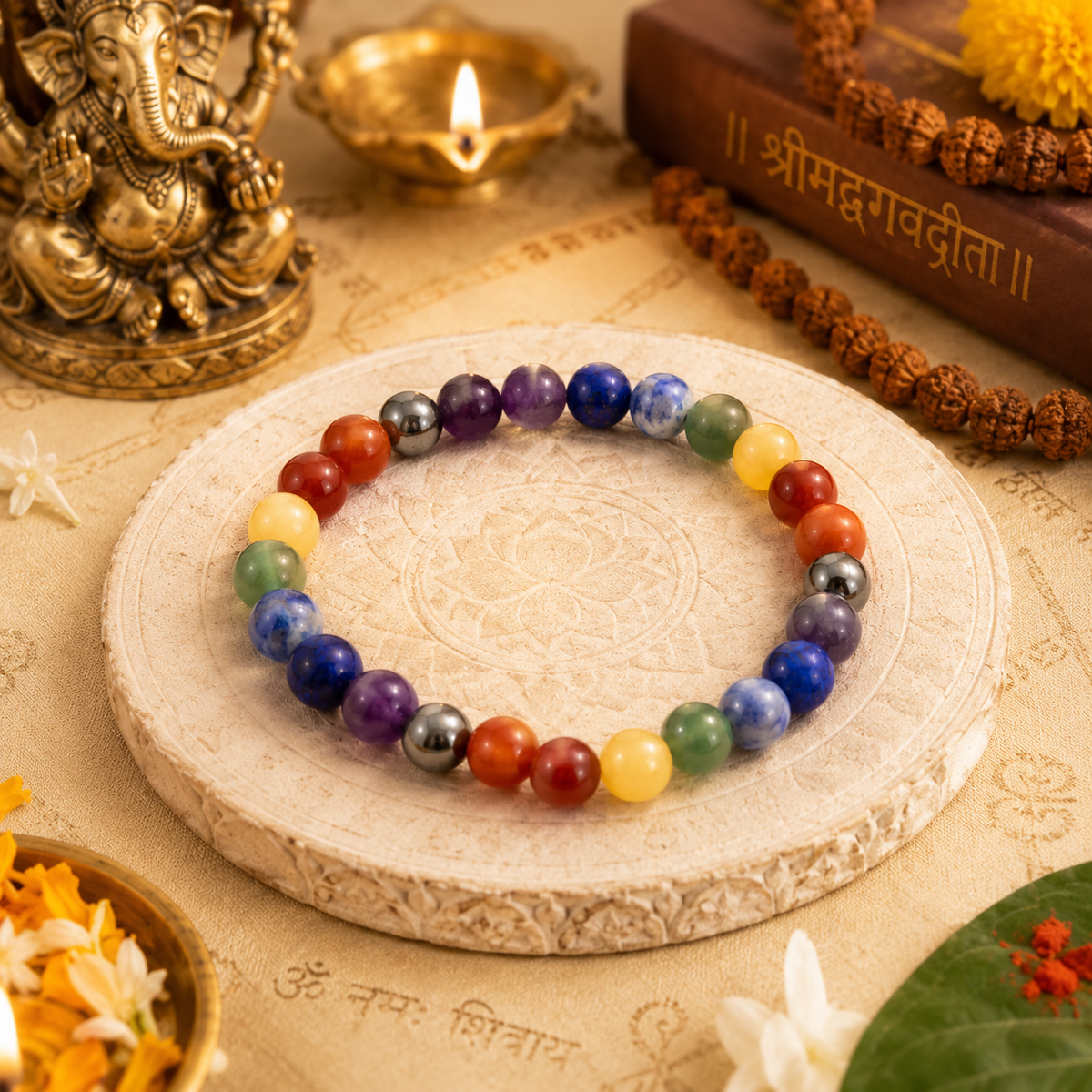 7 Chakra Natural Stone Bracelet - Balance, Energy & Positive Vibes