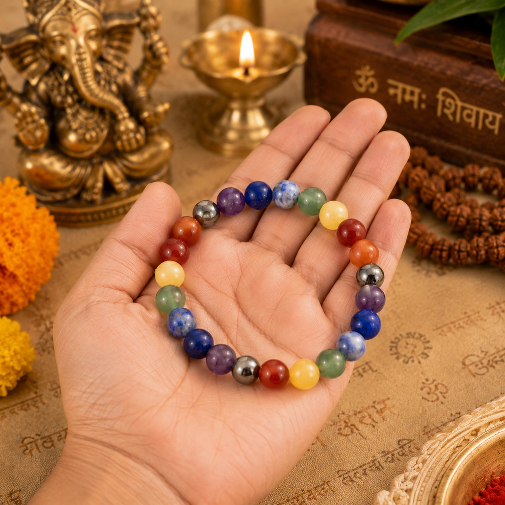 7 Chakra Natural Stone Bracelet - Balance, Energy & Positive Vibes