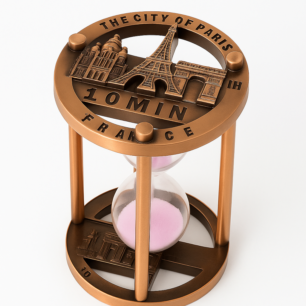 Paris Elegance Hourglass – 10-Minute Metal Sand Timer